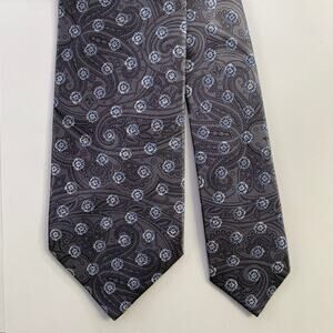 DOLCEPUNTA Grey Blue Floral Silk Tie
